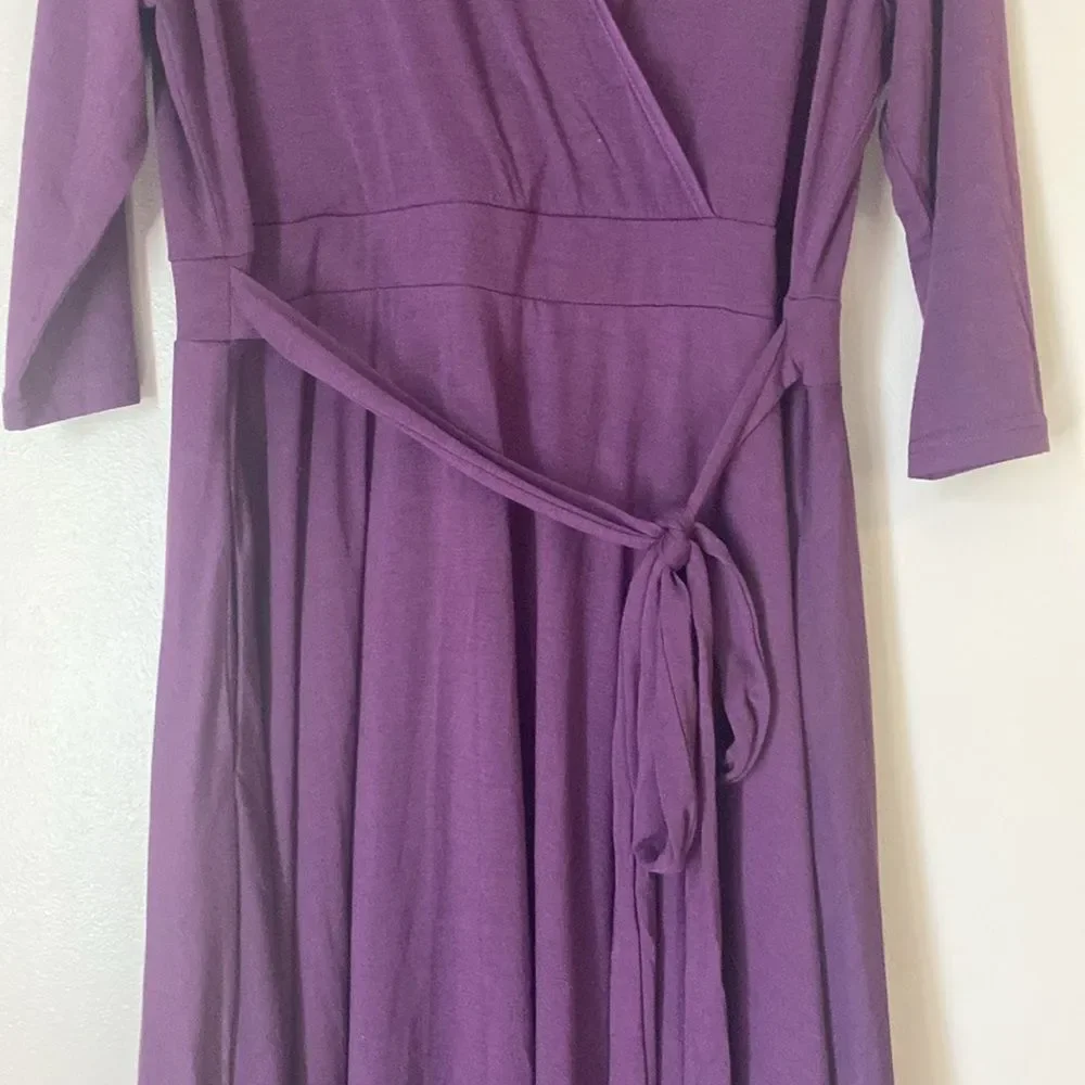 Nemidor Purple Faux Wrap Midi Dress 2XL (16) - Picture 5 of 6